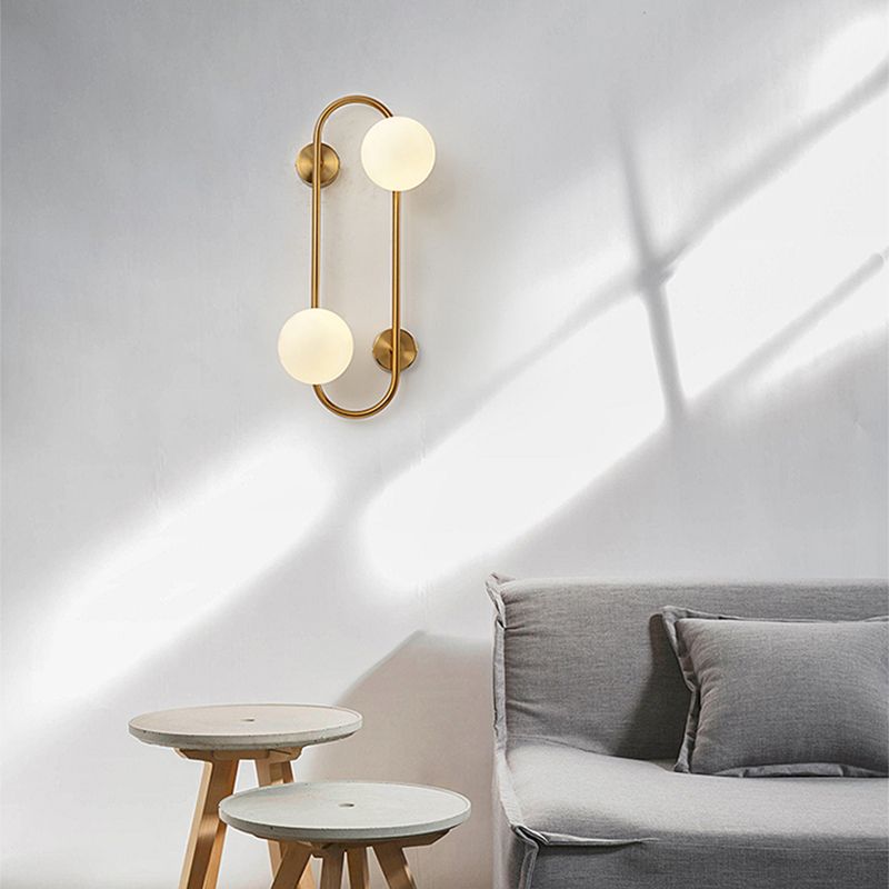 Contemporary Style Balls Sconce Light Fixture Glass Living Room Wall Light Fixture