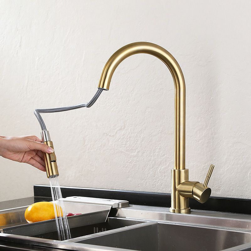 Modern Bathroom Vessel Faucet Brass Lever Handles Swivel Spout High-Arc Sink Faucet