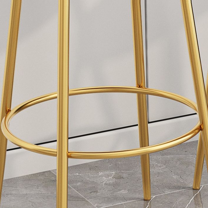 Contemporary Round Bar and Counter Stool Metal Stool with 4 Gold Legs