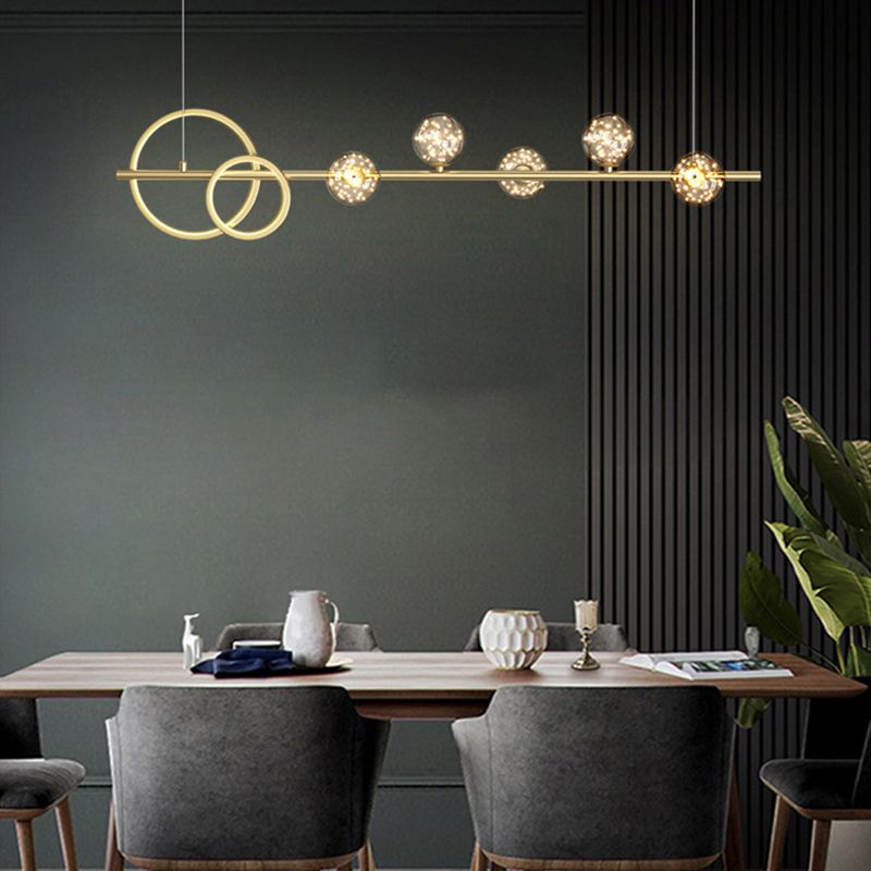 Modern Pendant Light Geometric Island Light Fixture Metal Island Lights in Gold