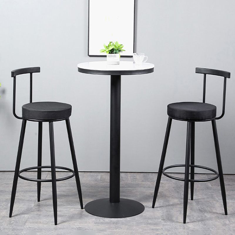 Industrial Metal Barstool Faux Leather Cushion Low Back Counter Stool with Legs for Home