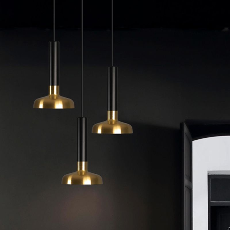 Mid Century Torch Metal Pendant Lighting LED Ceiling Suspension Lamp in Black-Gold over Kitchen Dinette