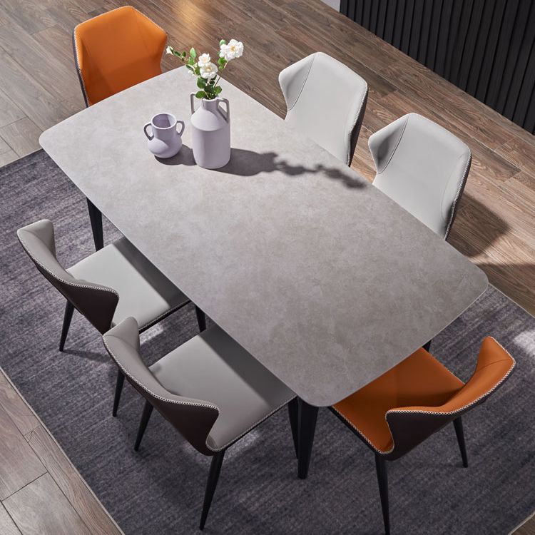 Modern 1/2/4/7 Pieces Dinette Set with Grey Sintered Stone Top Rectangle Dining Table Set