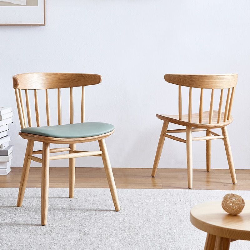 Silla trasera Windsor contemporánea, silla sin brazos de comedor de madera maciza
