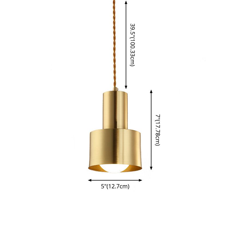 Forme cylindrique post-moderne Métal de pendant métal 1 lumière de petite suspension Lumière pour le salon