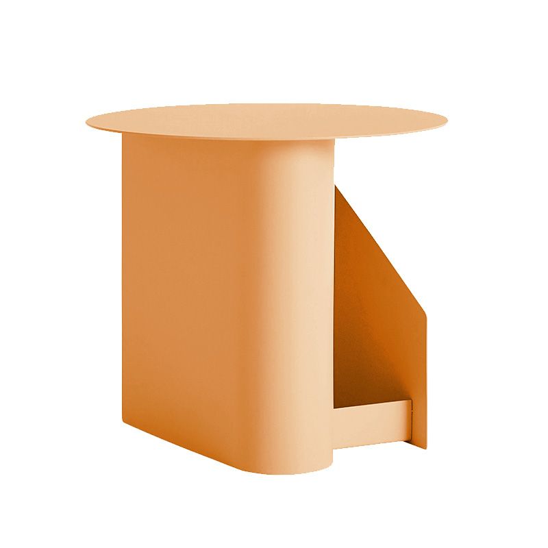 Steel Round Top Coffee Table Abstract Base Cocktail Table with Storage