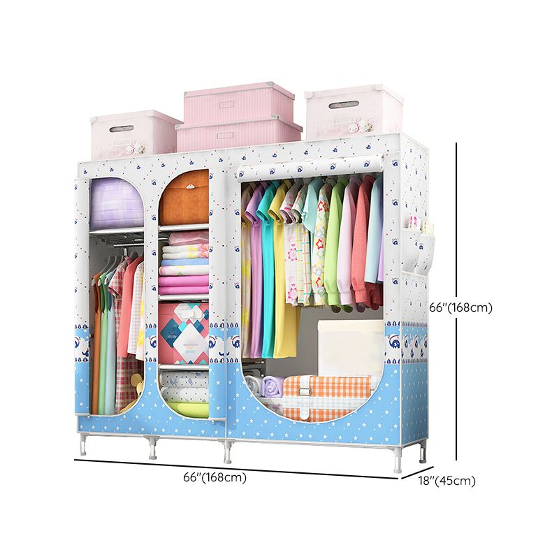 Contemporary Style Steel Wardrobe 3-door Wardrobe Closet with Legs