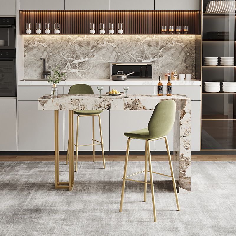 1/2/3 Pieces Glam Rectangle Sintered Stone Counter Table with High Stools