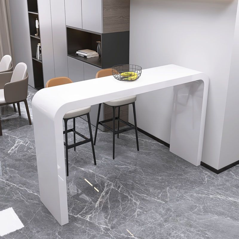 White Colour Bar Wine Table Wooden Counter Wine Table with Double Pedestal Base