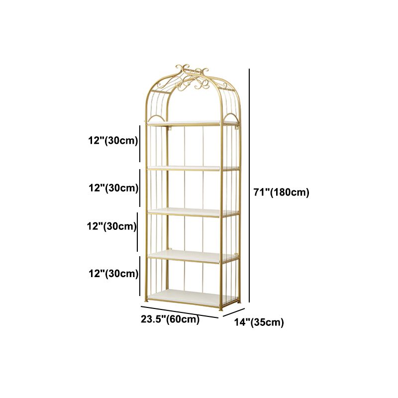 Glam Style Gold Bookshelf Metal Open Shelf Bookcase for Home
