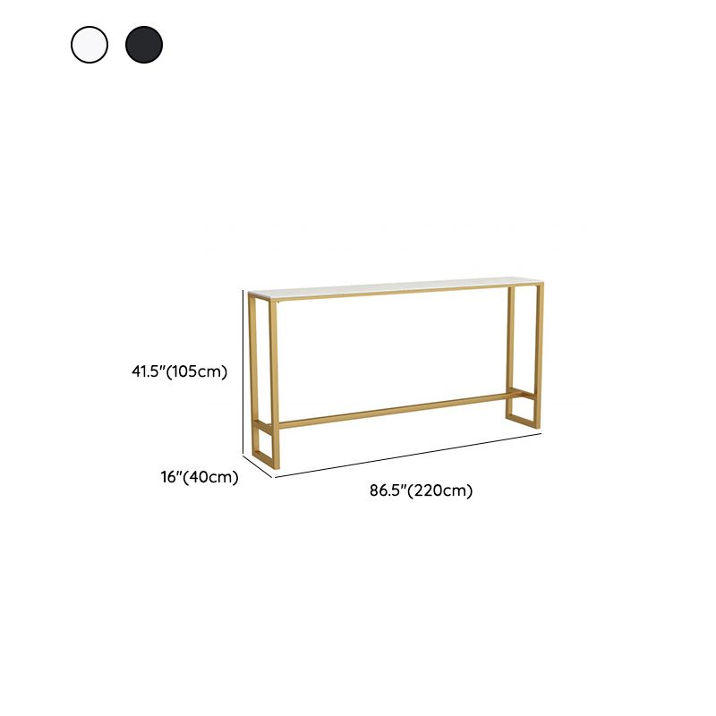 Glam Bar Height Table Faux Marble Top Bistro Bar Table with Trestle Base