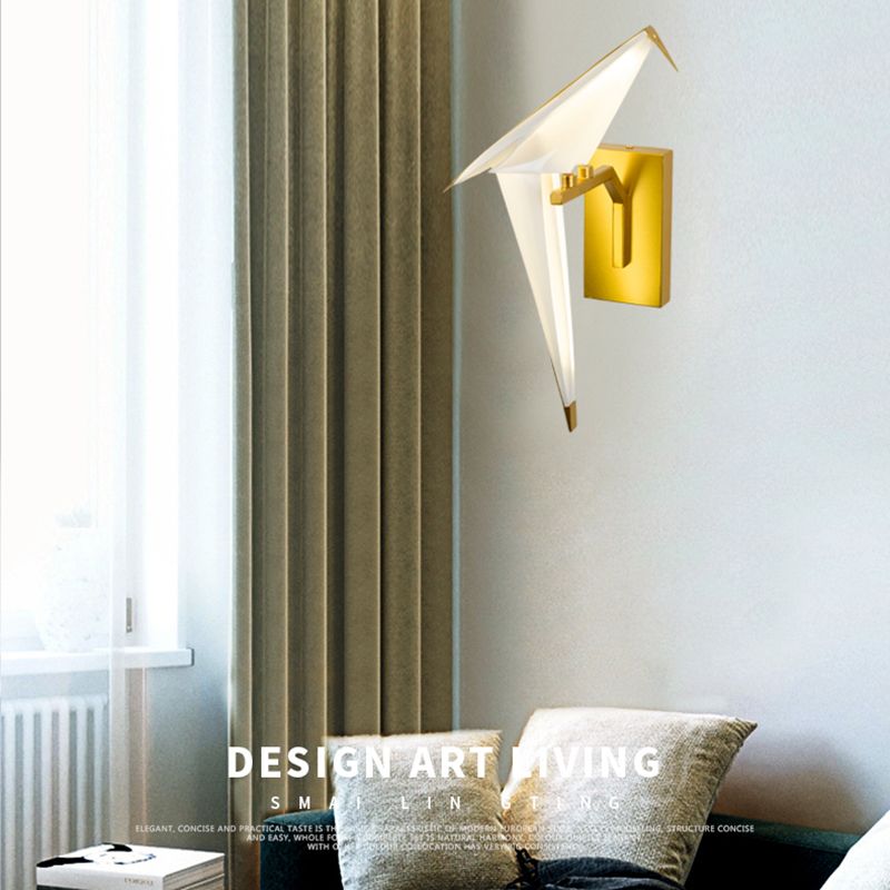 Postmoderne metalen wandlicht wit papier kraanwand sconce licht voor woonkamer slaapkamer