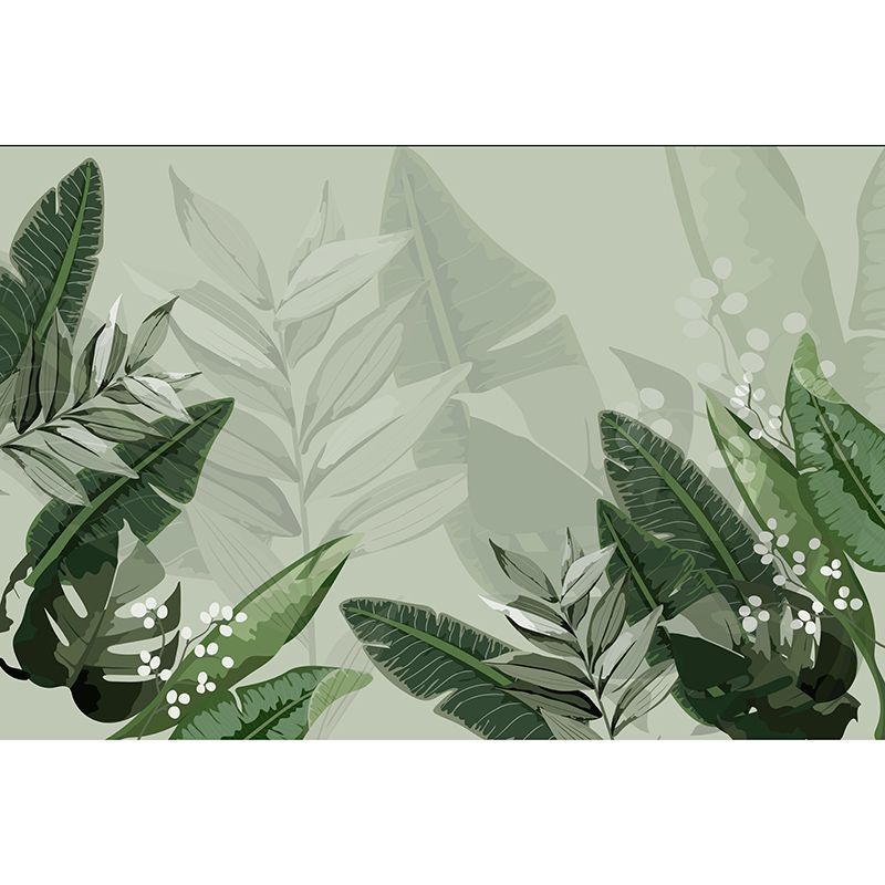 Customized Tropical Plants Mural Tropical Style Mildew Resistant for Dining Room