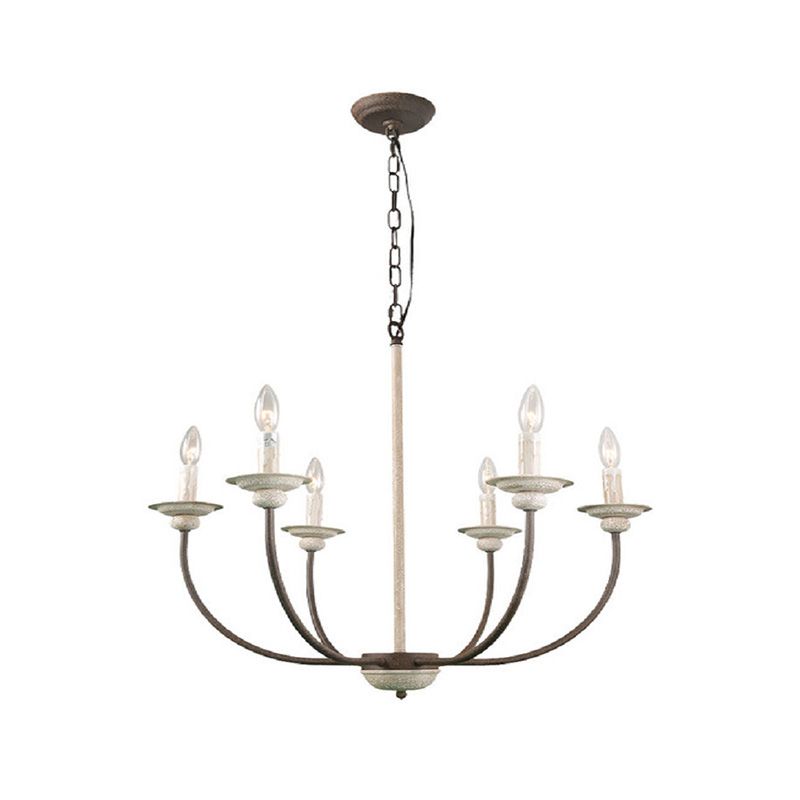 Retro 6 têtes lampe de lustre Rust Branch Plafond Plafant Light avec une teinte en métal pour le salon
