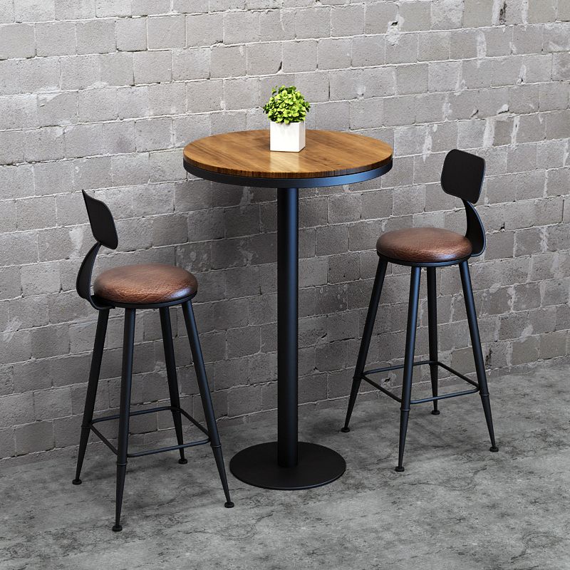 Industrial Leather Bar and Counter Stool Footrest Low Back Counter Stool for Bar
