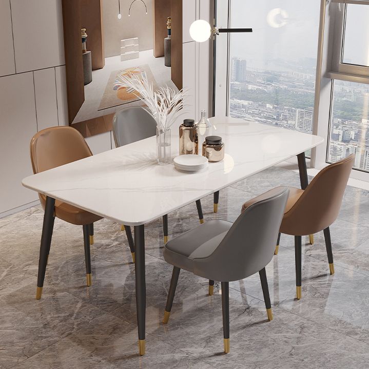 White Sintered Stone Dining Table Traditional Luxury Dining Table with 4 Legs