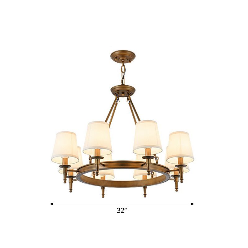 Tapered Ceiling Suspension Lamp Simplicity Fabric Chandelier Lighting for Living Room