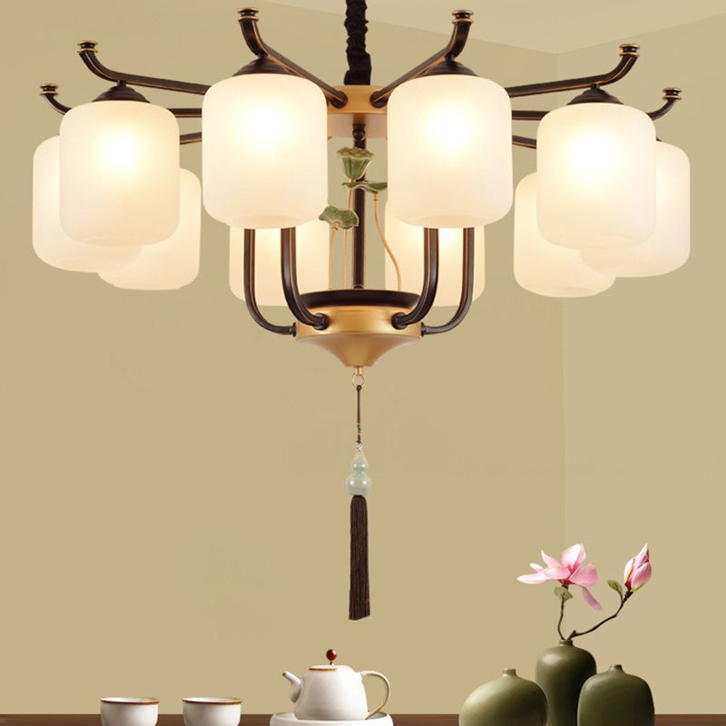 Multi -licht cilindrische tak hangende lichten moderne stijl glashangende verlichting