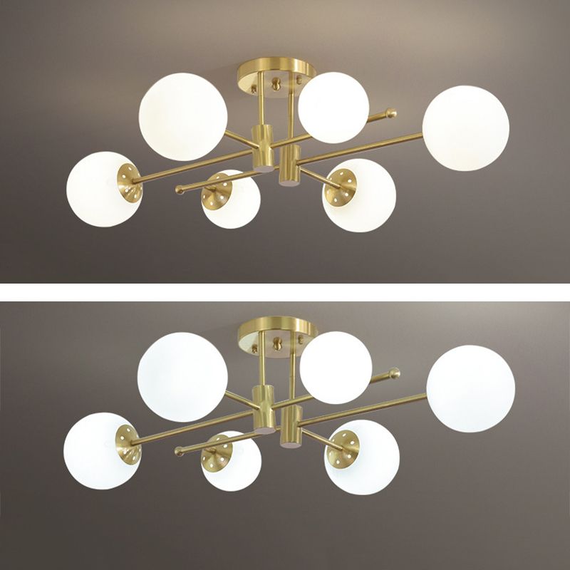 Glass Sputnik Shape Flush Ceiling Light Modern Multi Lights Flush Light Fixtures in Gold