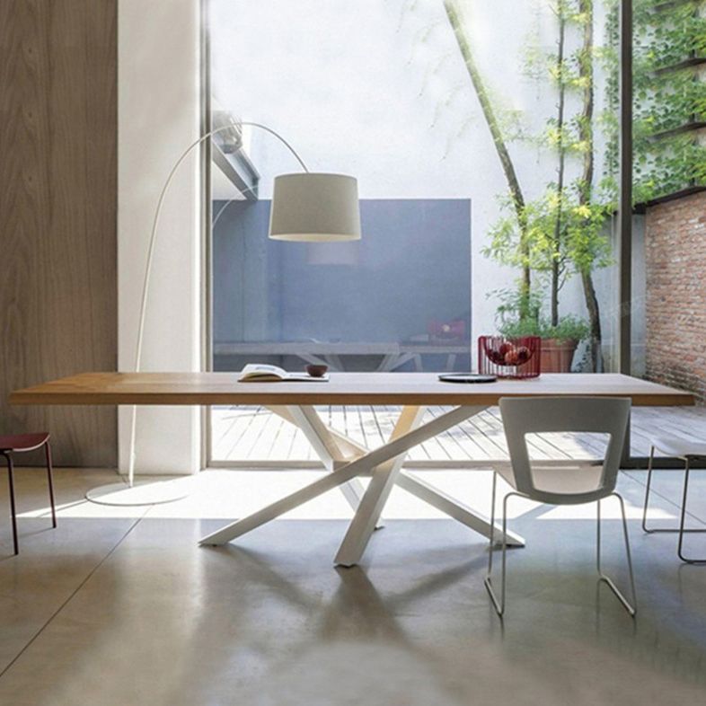 Modern Brown 84 in Wood Dining Table Rectangle Dining Table for Kitchen