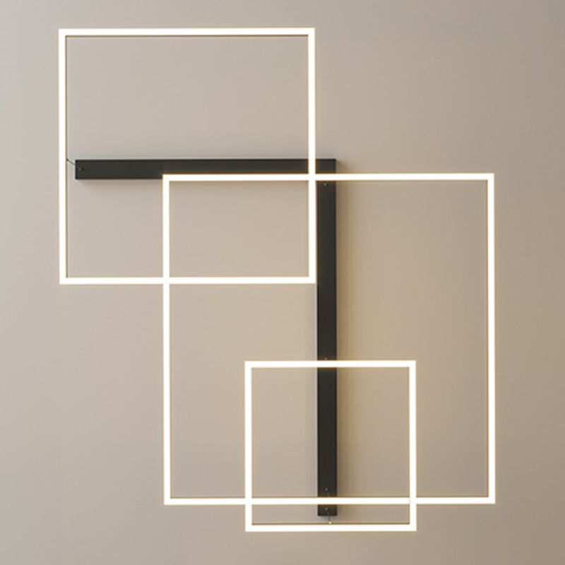 Multi Lights Square Pendant Chandelier Modern Style Glass Hanging Lamps in Black