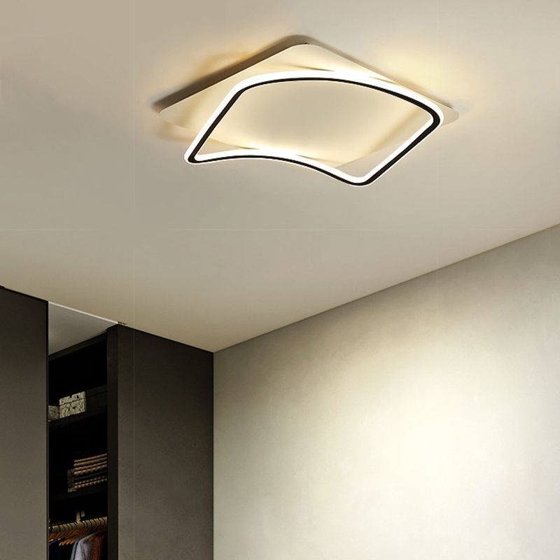 Simplicity Square LED Flush Light Fixture Aluminum Bedroom Ceiling Mounted Light