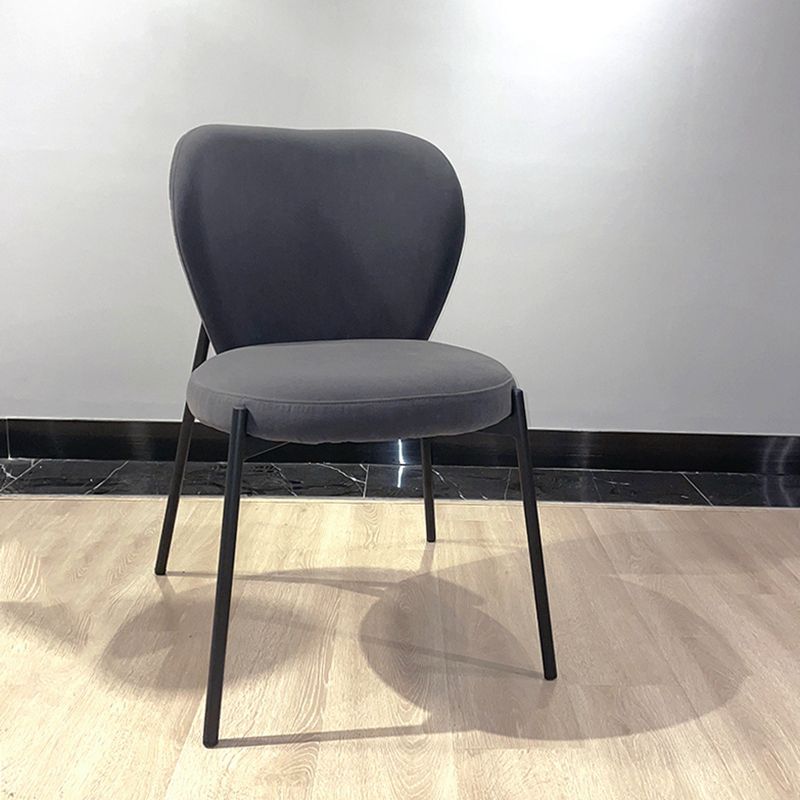 Scandinavian Style Dining Fabric Side Chair Solid Back Armless Chair for Home Use