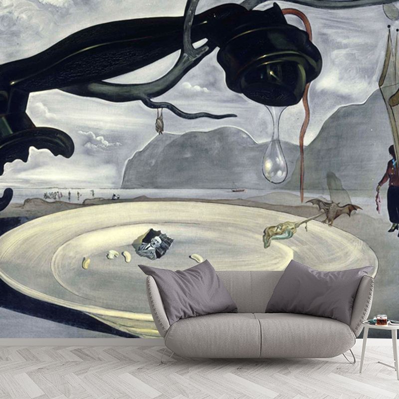 Surreal Enigma of Hitler Mural in Grey Living Room Wall Art, Custom Size Available