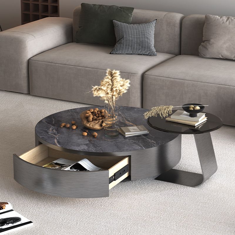 Black Coffee Table Slate 2 Piece Bunching Tables with Storage