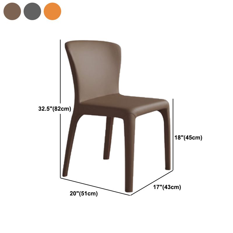 Matte Finish Solid Back Chair for Dining Room Faux Leather Contemporary Dining Chair
