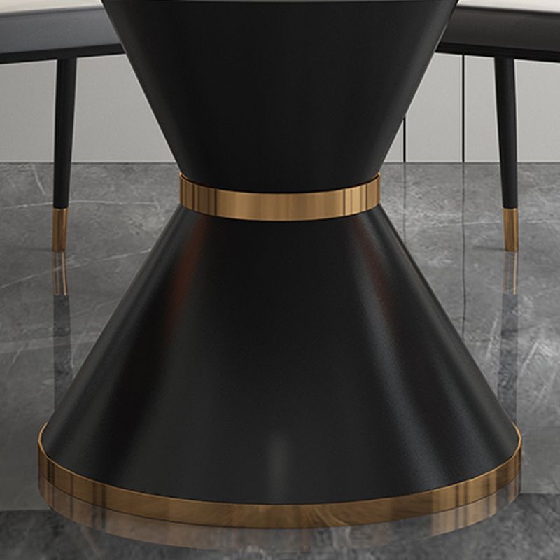 Contemporary Style Round Dining Table Steel Pedestal Base Table for Room