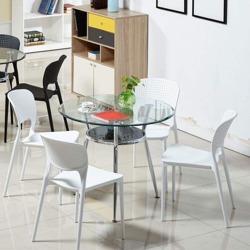 Mesa de comedor con tapa de cristal Mesa de comedor redonda moderna con 3 patas