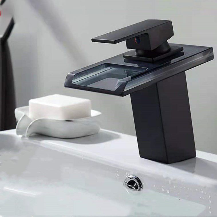 1-Handle Basin Lavatory Faucet 1-Hole Widespread Bathroom Vessel Faucet with LED Lighting