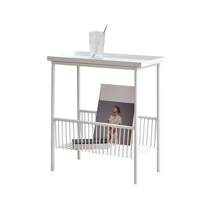 Contemporary Metal End Table Tray Top Accent Side Table with Storage
