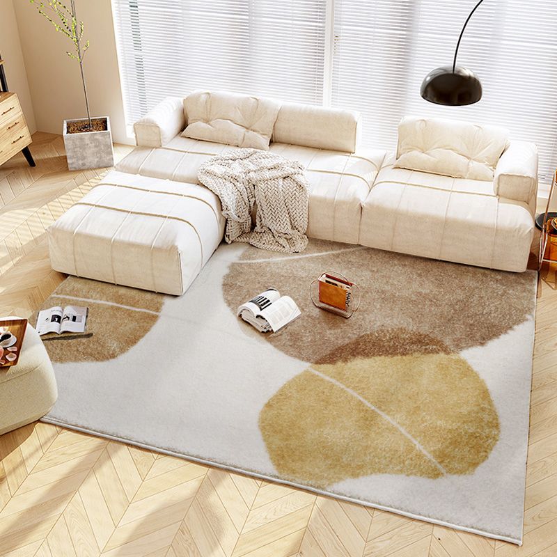Dark Brown Modern Rug Polyester Color Piece Rug Washable Rug for Living Room
