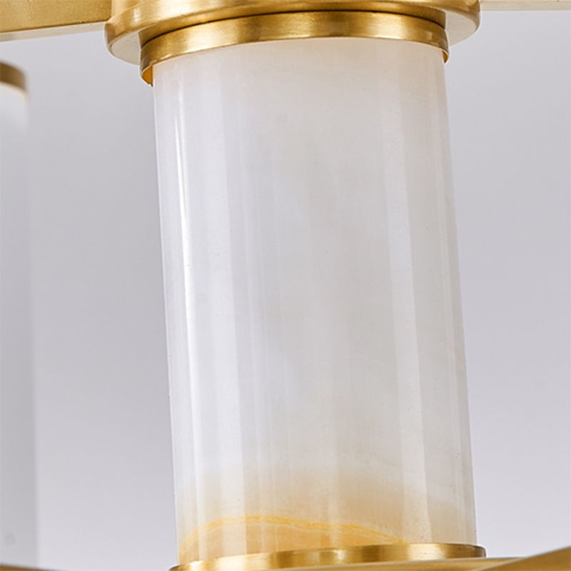 Modern Concise Pendant Light Metal Cylindrical Chandelier with Glass Shade