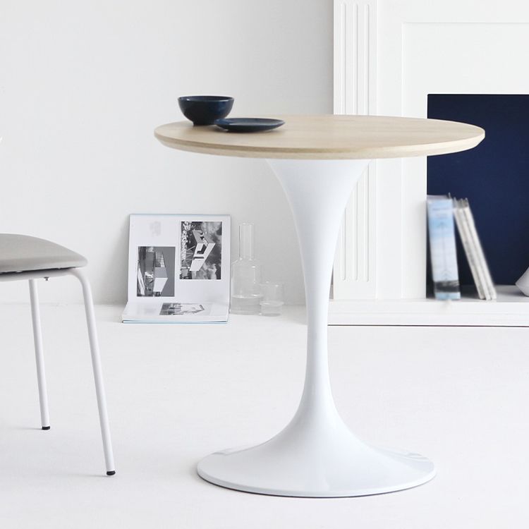 Contemporary Solid Wood Round Shape Dining Table Kitchen Standard Dining Table with Pedestal Base