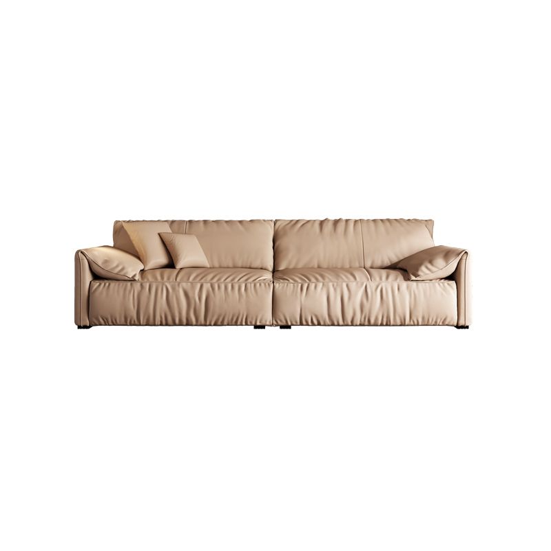 Genuine Leather 2-seater Solid Color Tight Seat Pillow Top Arm Sofa