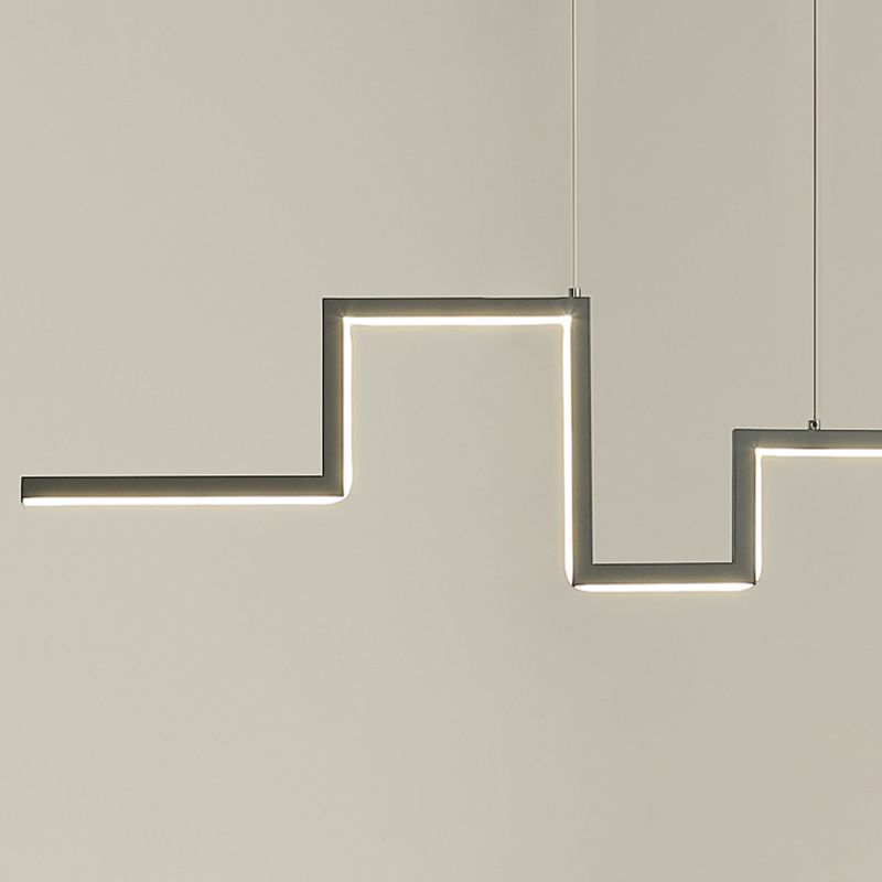 Luce a ciondolo a led grigio in ferro battuto in gel di silice in stile conciso moderno luce appesa lineare per sala da pranzo