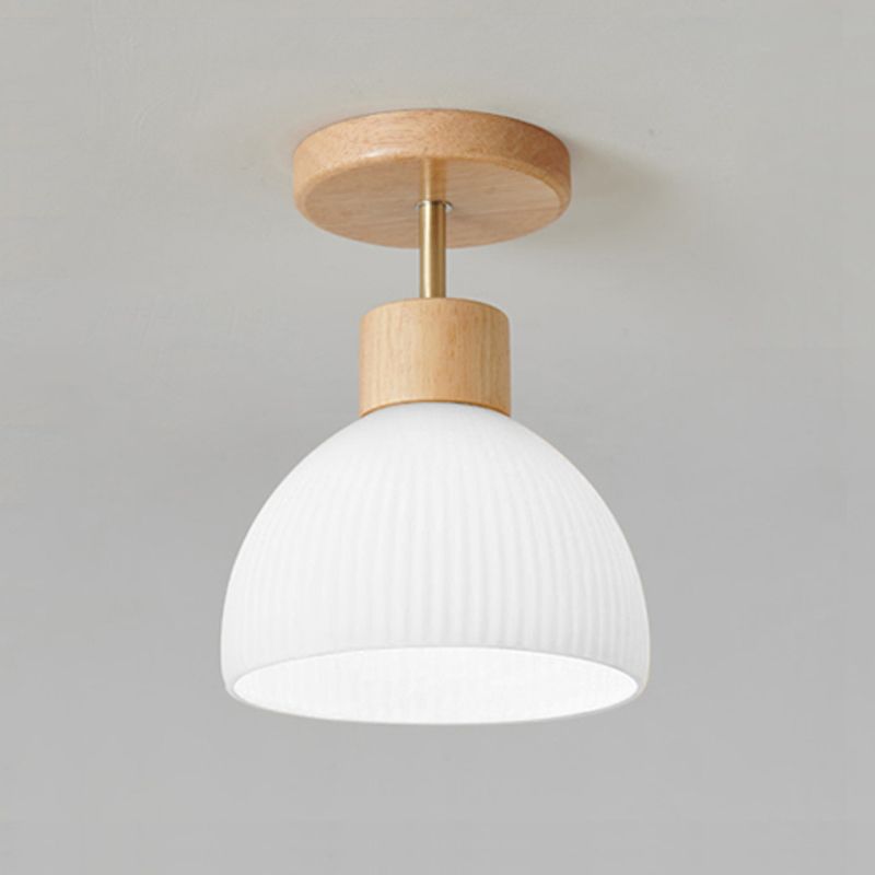 Japanese Style 1-Light Ceiling Light Dome Shape Ceiling Lamp for Bedroom