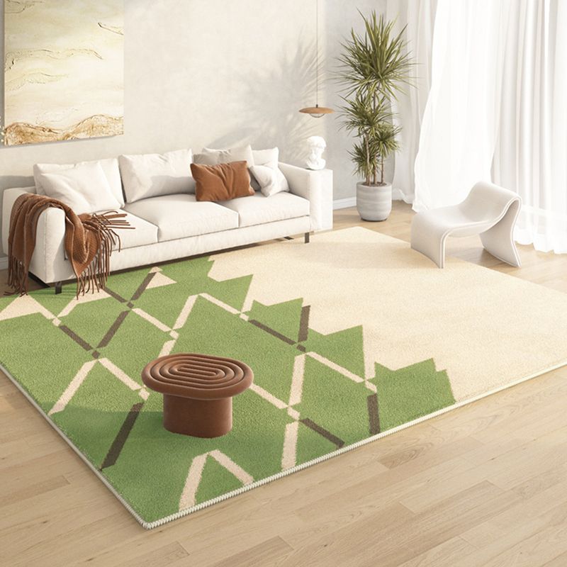 Green Modern Rug Polyester Color Lump Area Rug Non-Slip Backing Rug for Living Room