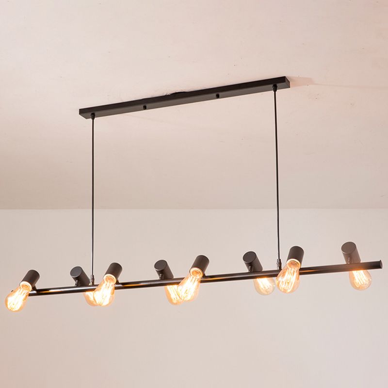 Industrial Style Iron Hanging Lamp Black Island Light Fixture for Dining Table