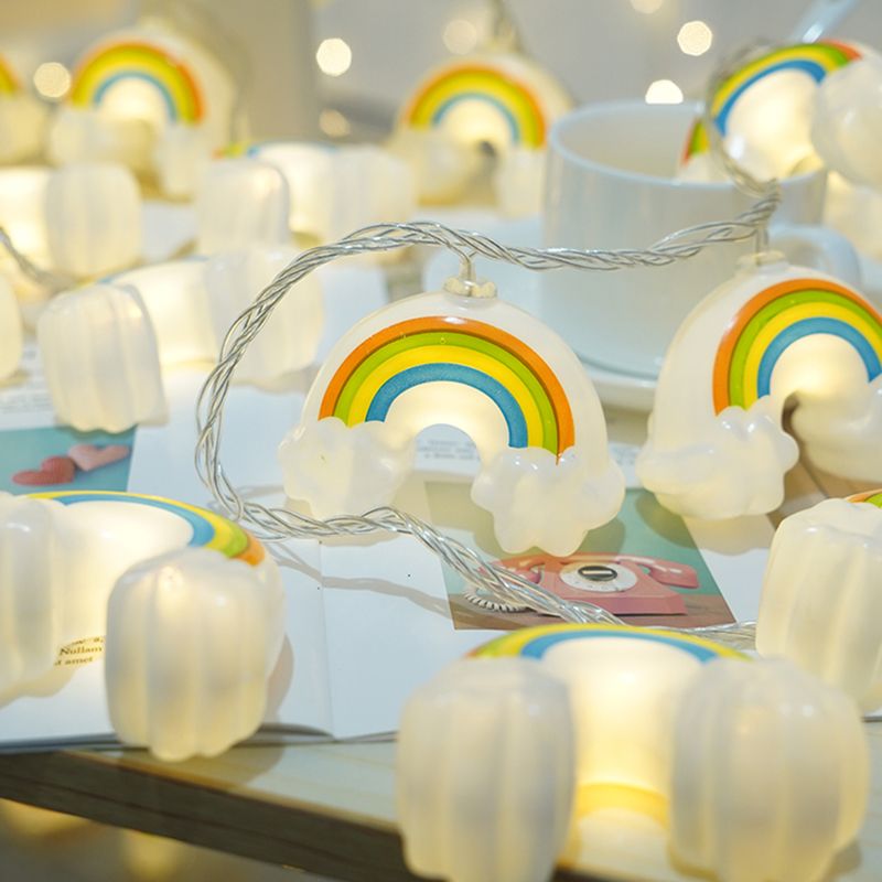 Plastic Rainbow LED Fairy Lighting Decorative White Battery Powered String Light for Bedroom