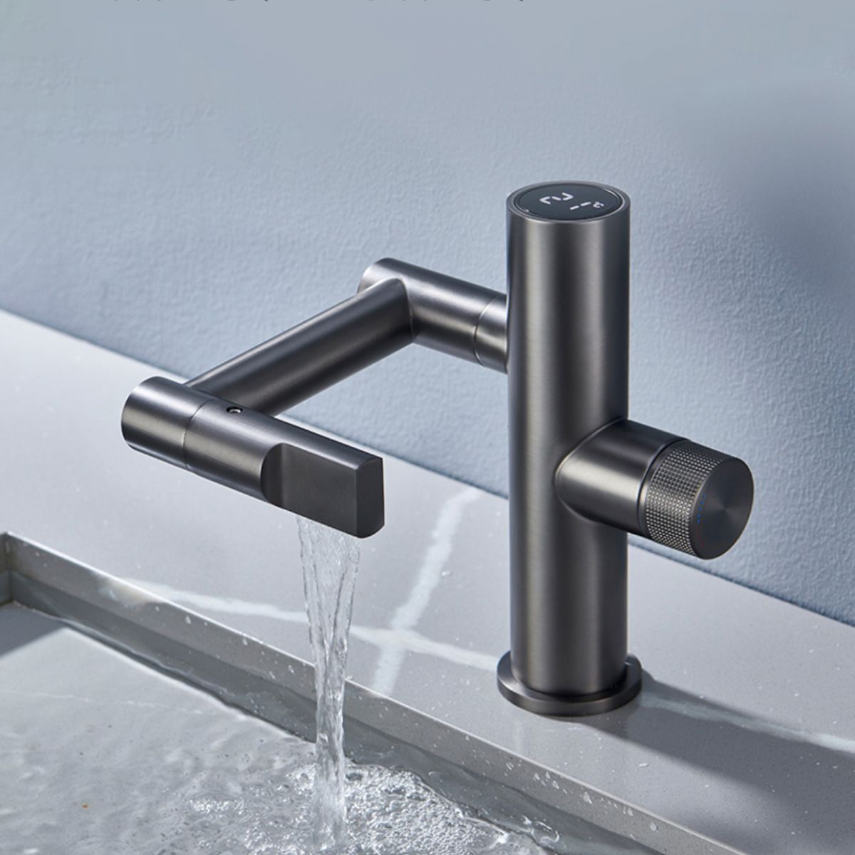 Waterfall Spout Basin Lavatory Faucet Modern Metal Lavatory Faucet