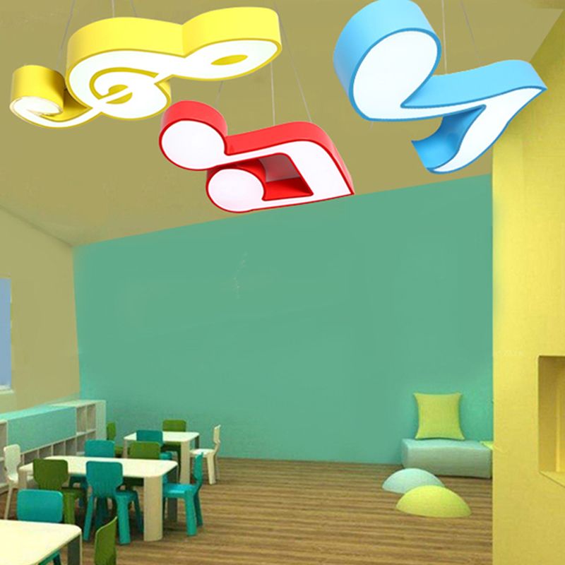 Metal Note Forme Hanging Lights Modern Style 1 Light suspendu Mount Symiss pour chambre à coucher