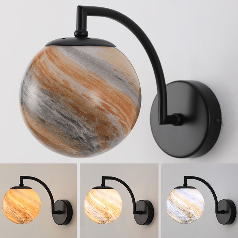 Contemporary Wall Sconce Globe Glass Wall Light Fixture for Bedroom