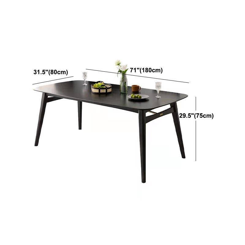 Modern Black Dining Room Collection Tripod Base Solid Wood Dining Table