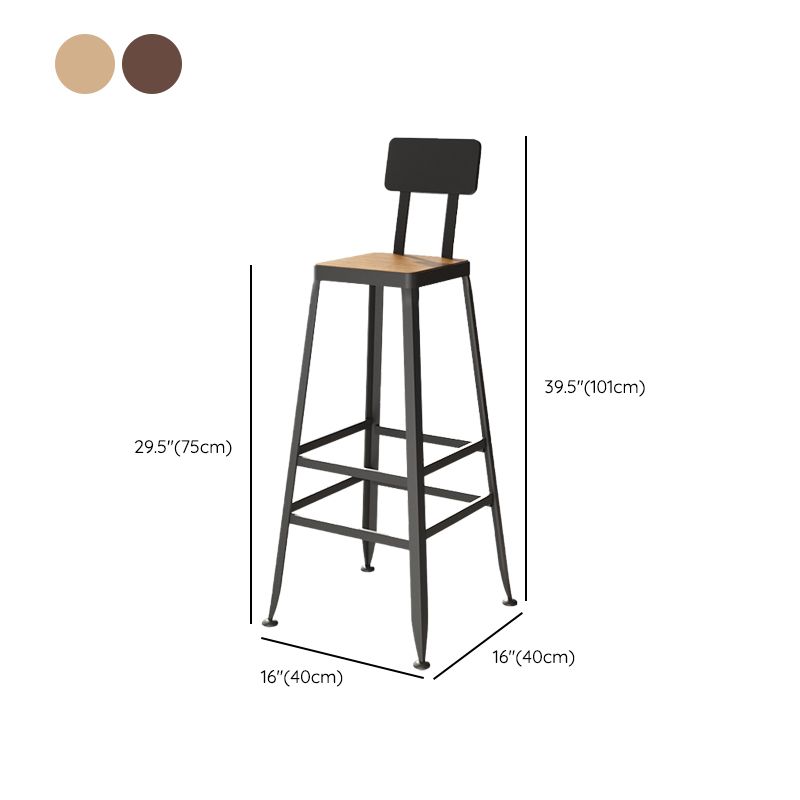 Industrial Metal Bar Stool Bar Height Armless Stool with Black Legs
