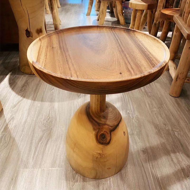 Pedestal Coffee Table Solid Wood Tray Top Coffee Cocktail Table