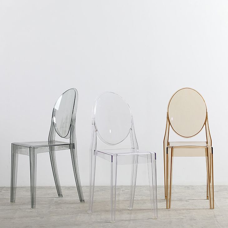 Silla lateral moderna de acrílico para interior y exterior, silla lateral de comedor con respaldo abierto para el hogar